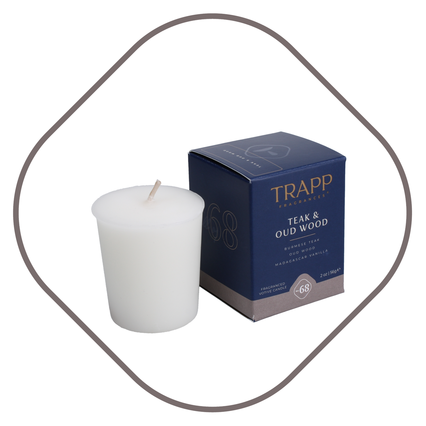 No. 68 Teak & Oud Wood 2 oz. Votive Candle