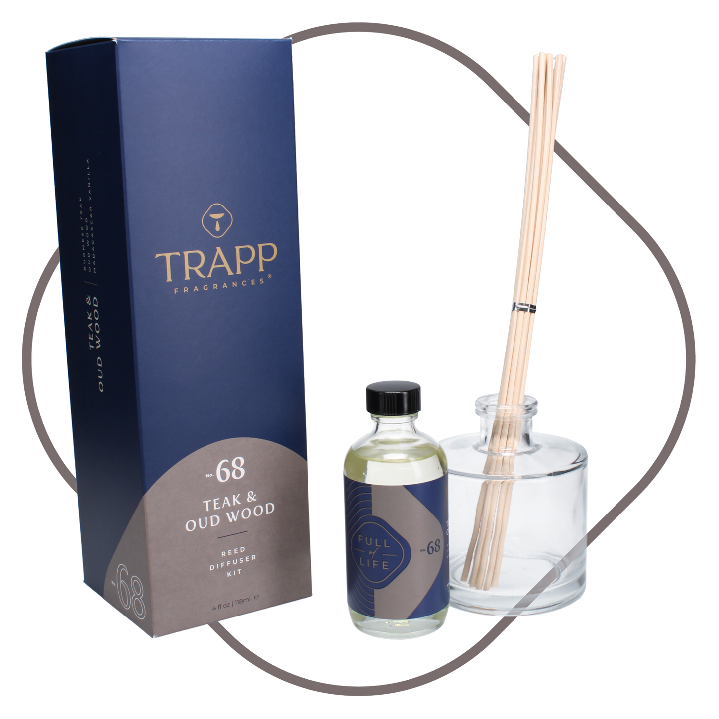 No. 68 Teak & Oud Wood 4 oz. Reed Diffuser Kit